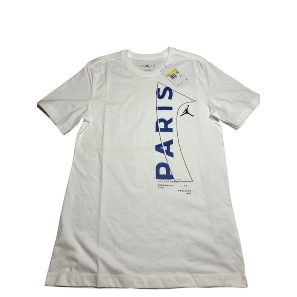 Jordan Paris Saint-Germain PSG T-Shirt White Blue DM3092-100 Mens Small‎ NWT